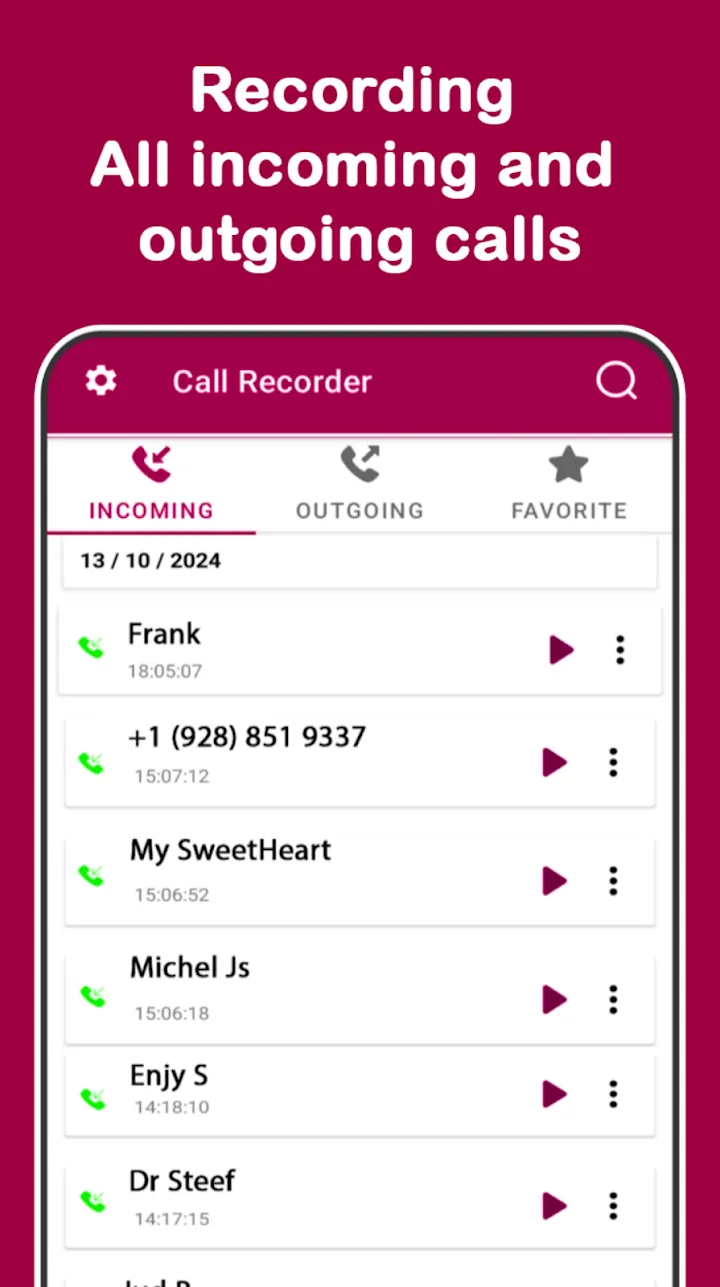 Call Recorder: Incoming and outgoing call recordings