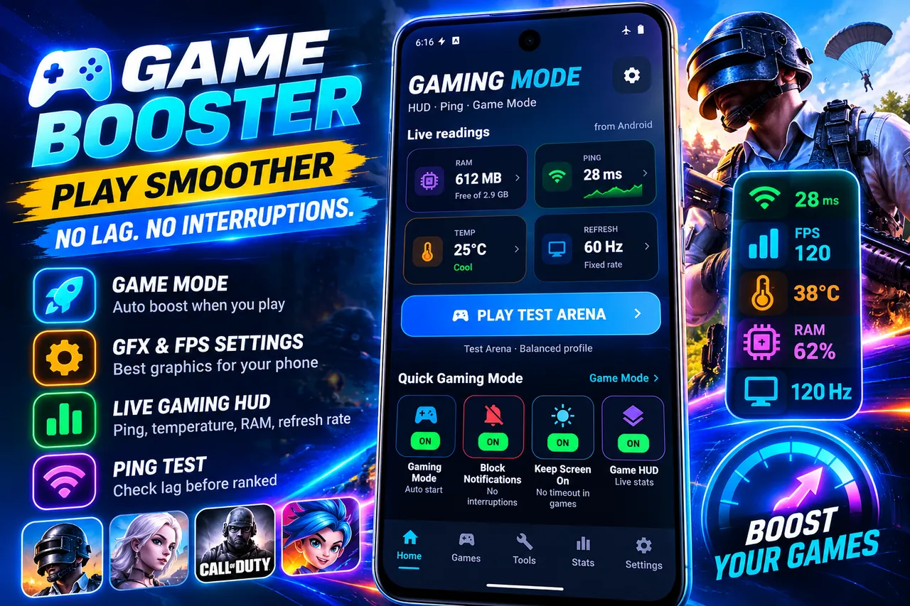 Game Booster: Game Booster gaming mode dashboard