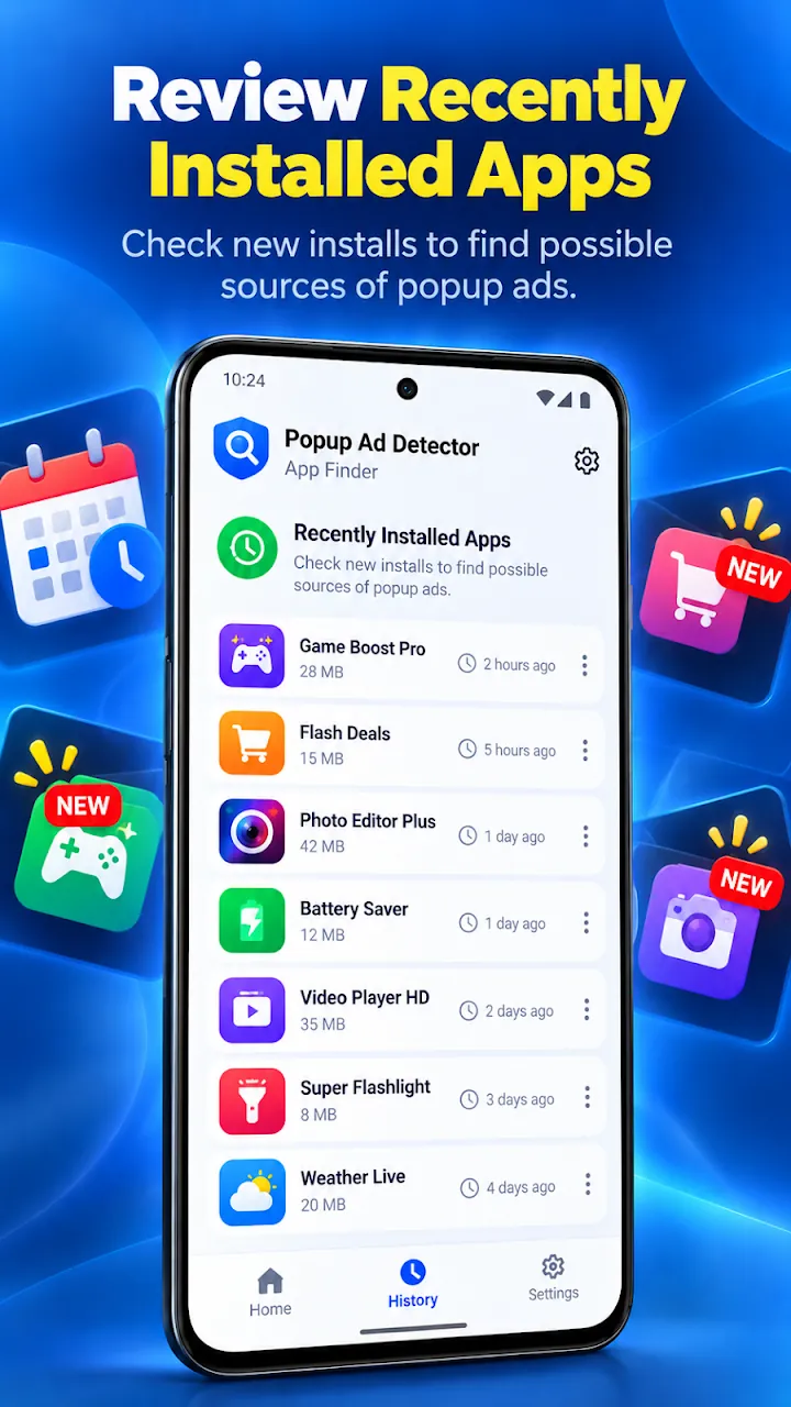 Popup Ad Detector: Recently installed apps