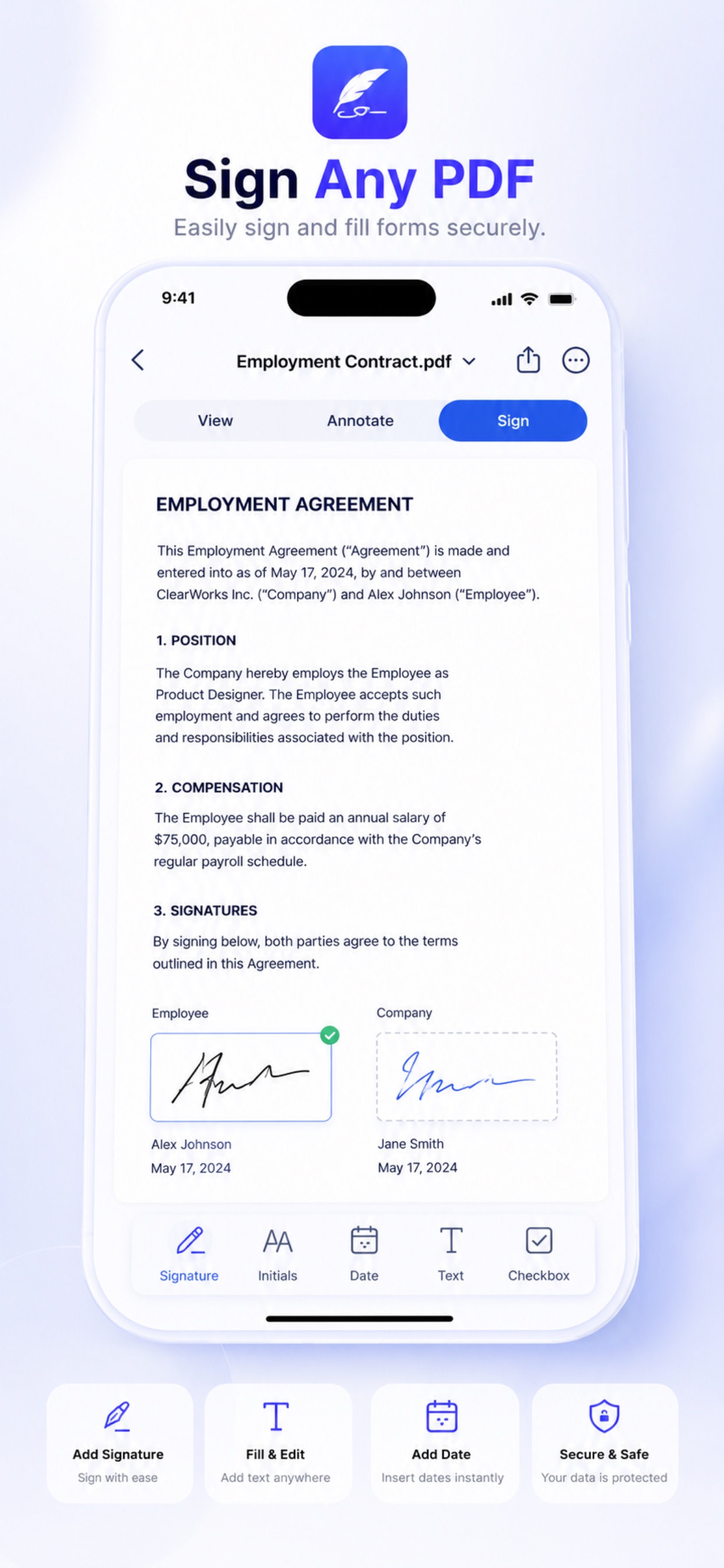 Sign PDF files